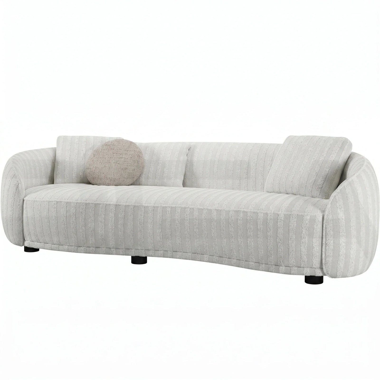 Striped Boucle Curved Sofa