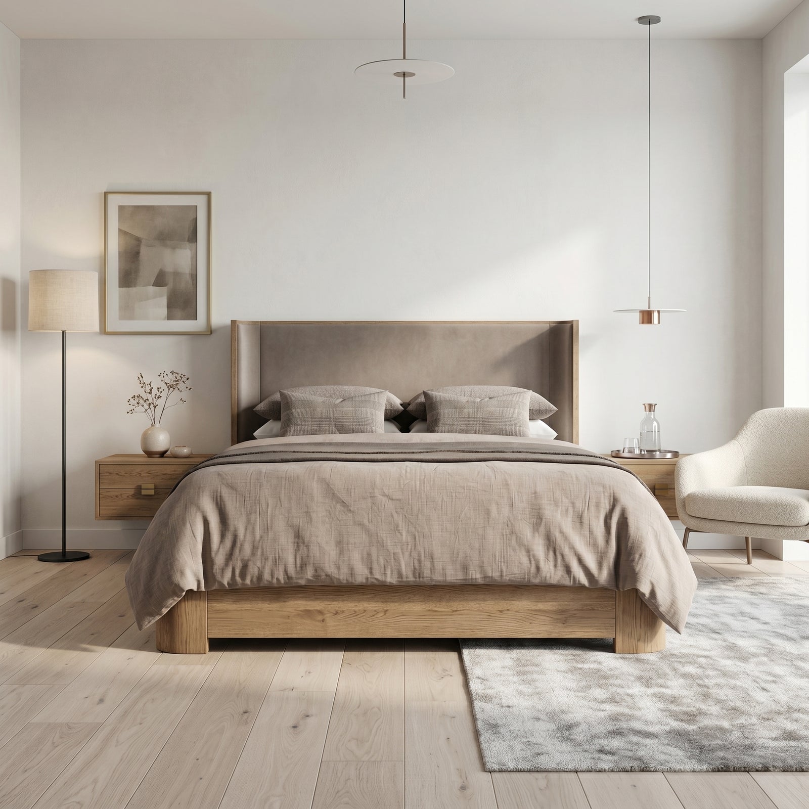 Oak Upholstered Bed