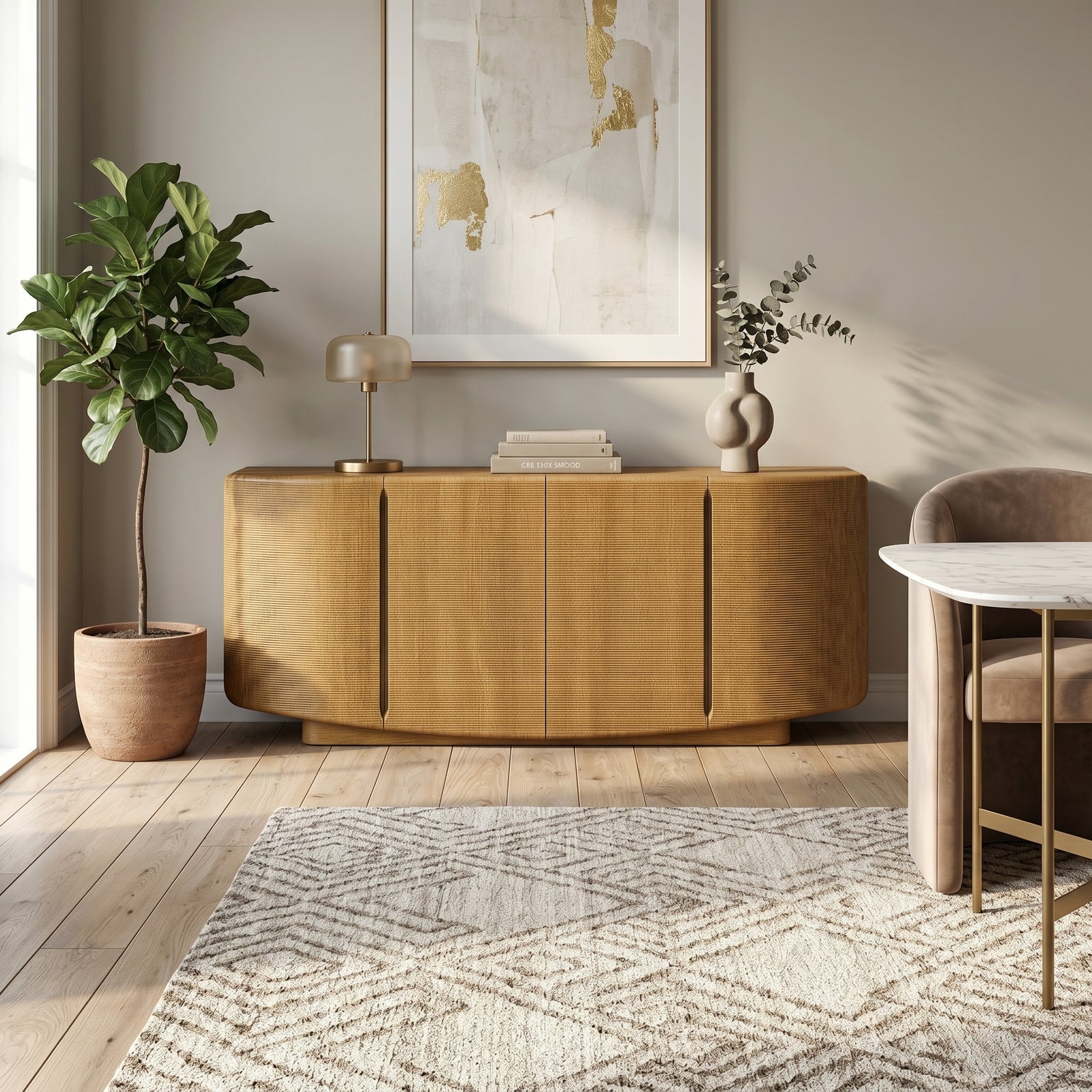 Curved Oak Sideboard