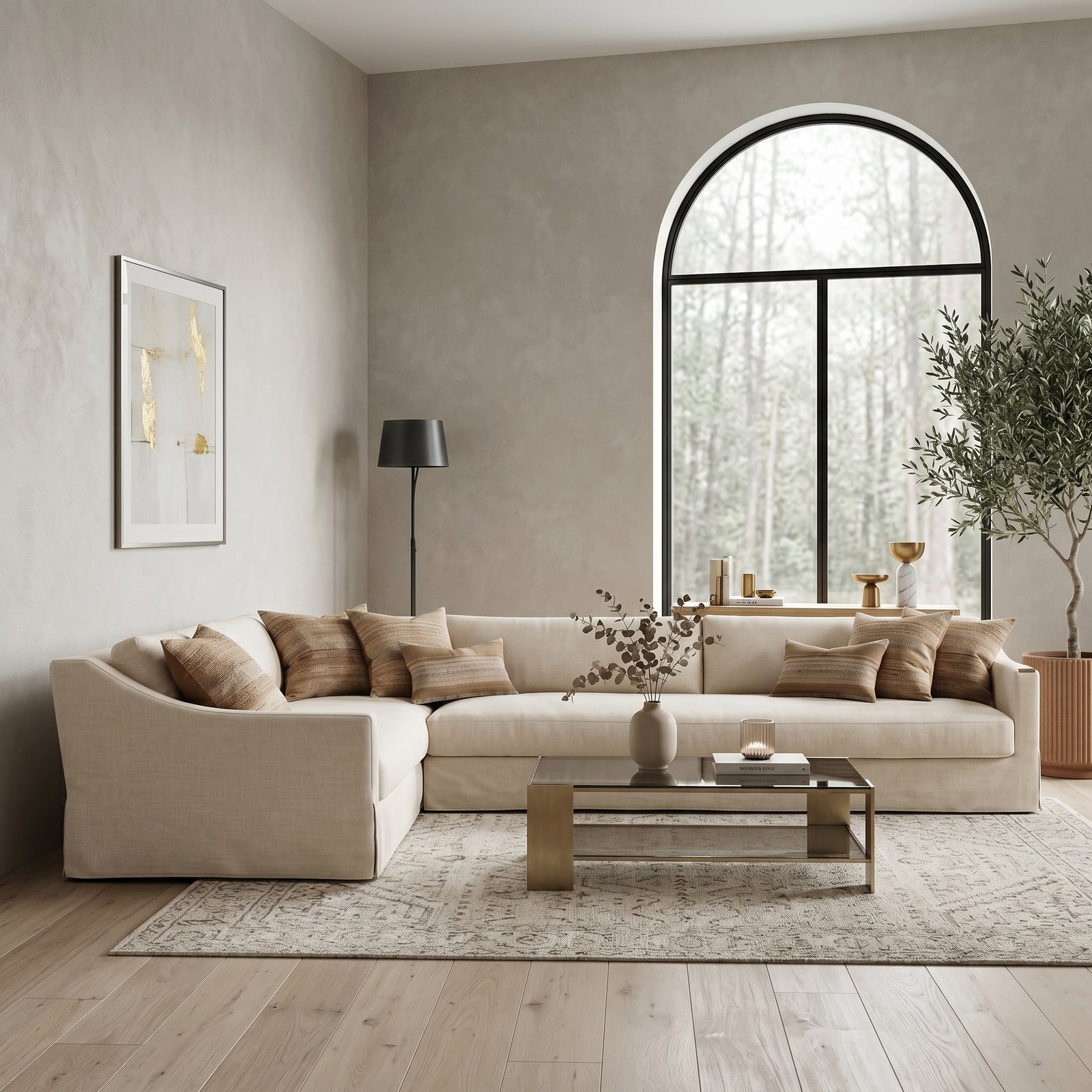 Linen L-Sectional Sofa