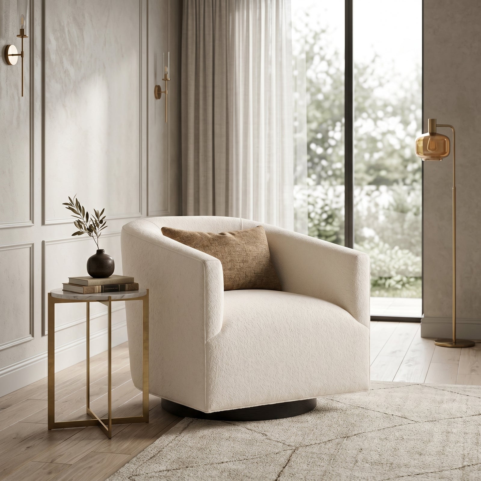 Cream Swivel Armchair