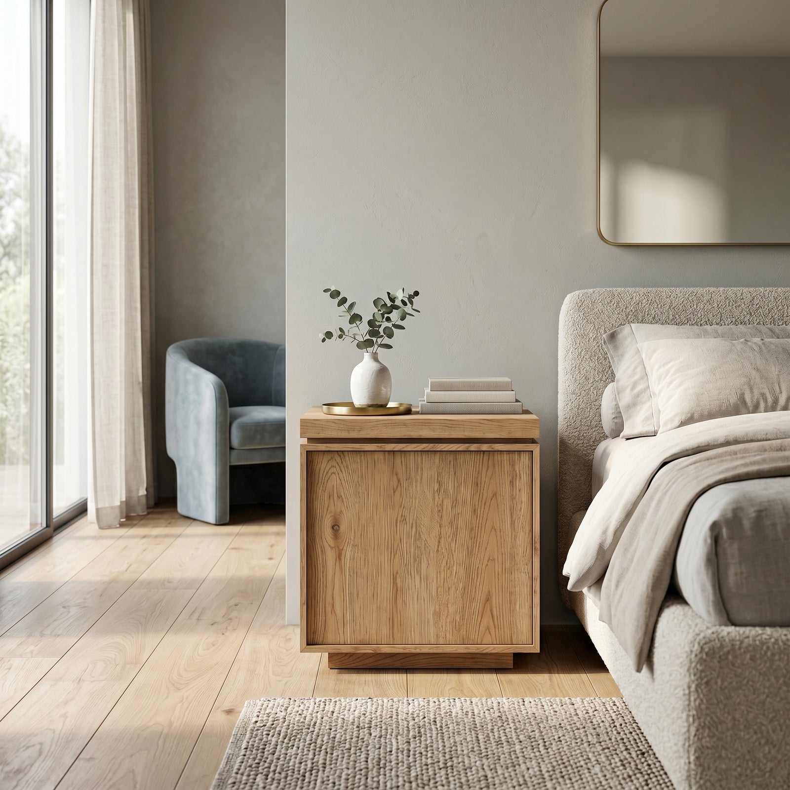 Oak Modern Nightstand