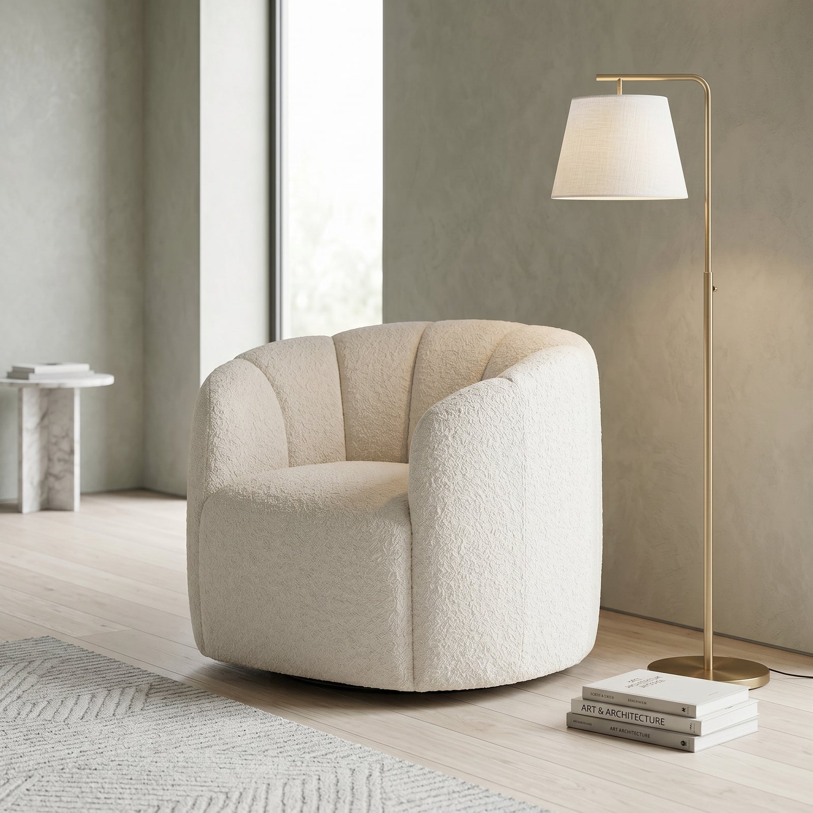 Cream Bouclé Tub Chair