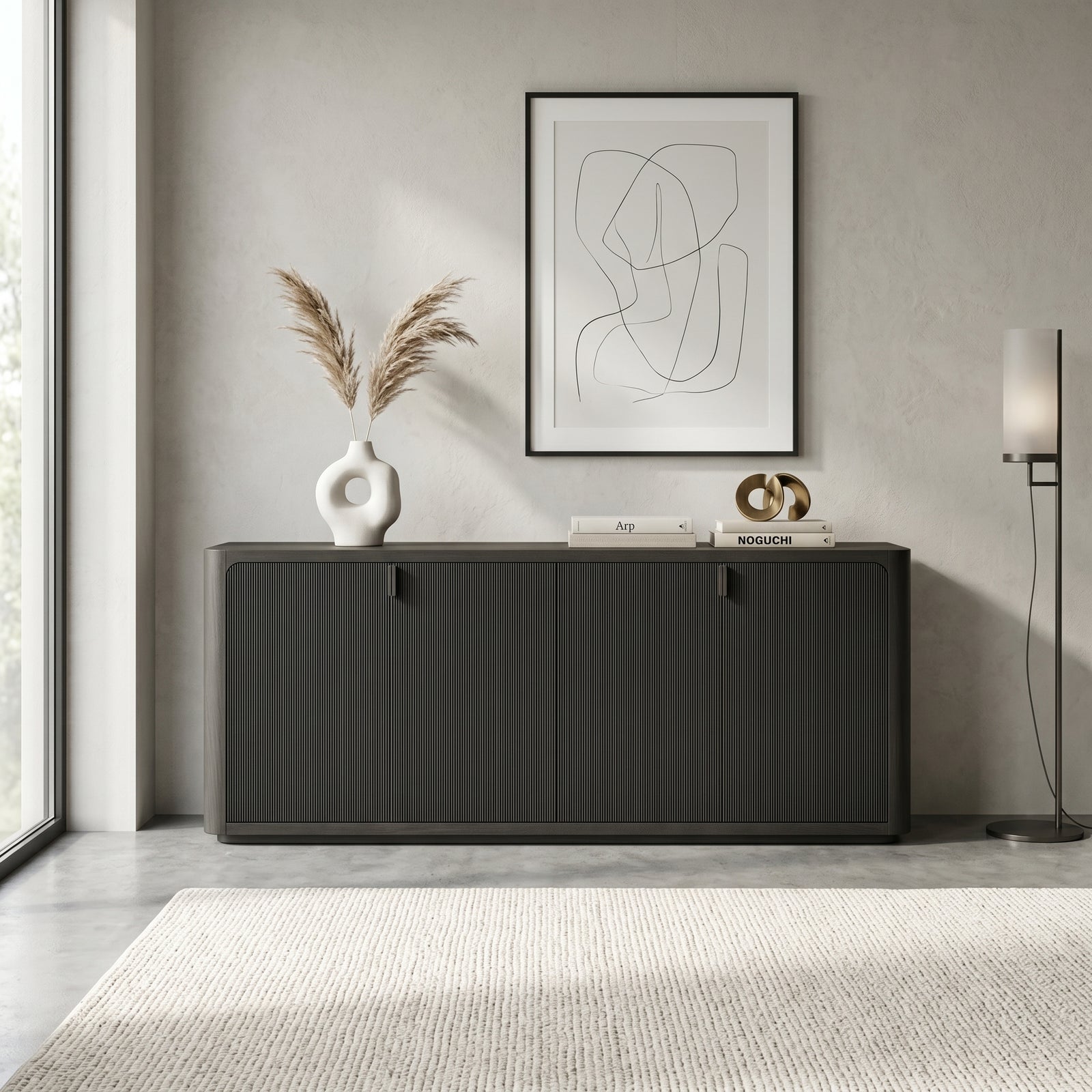 Reeded Black Console