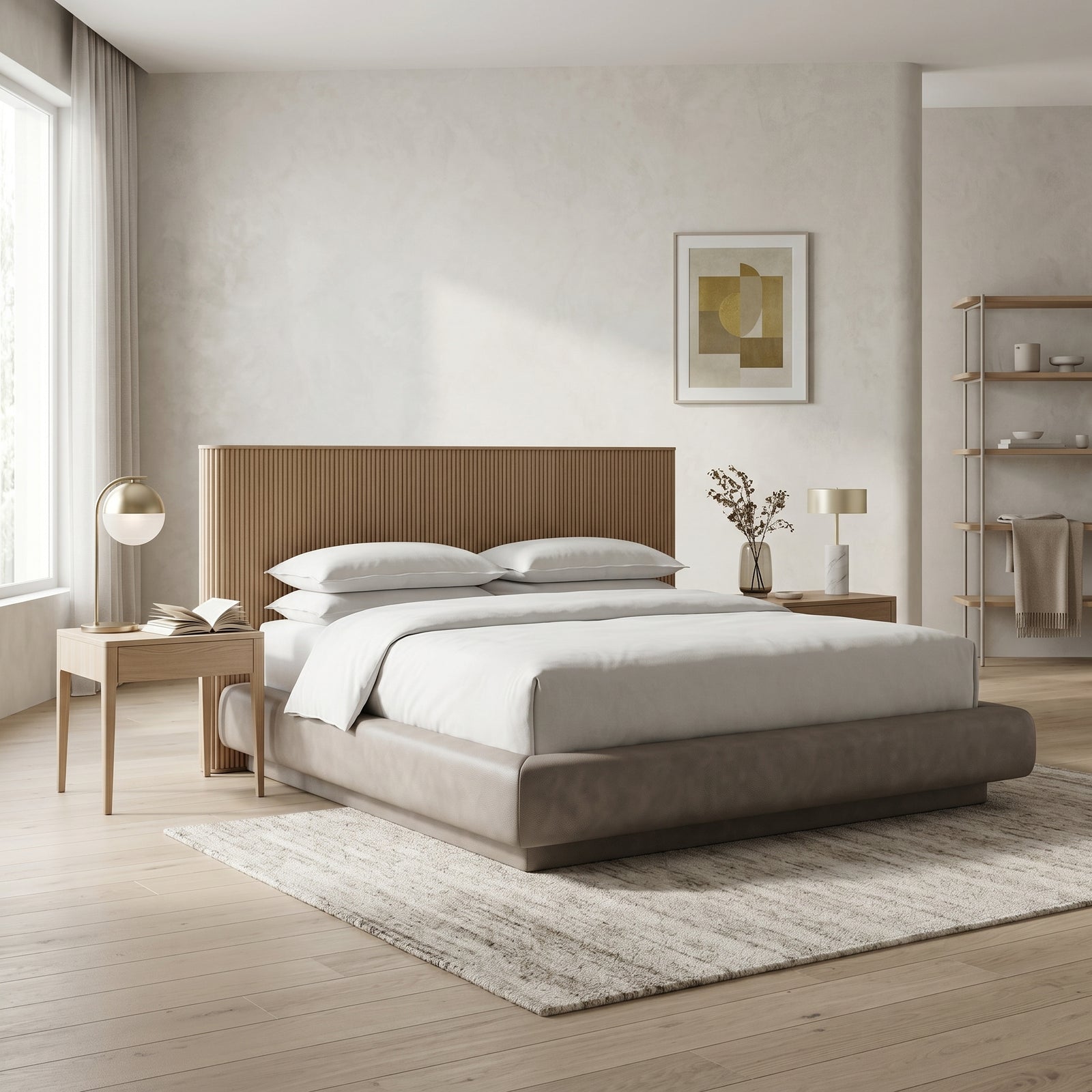 Fluted Wood Bed Frame