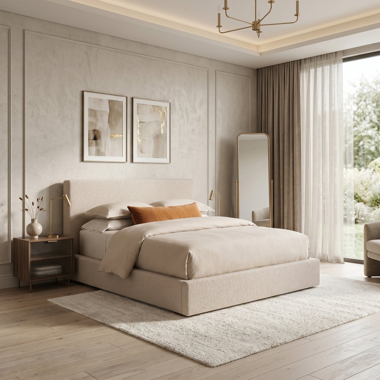 Bouclé Platform Bed