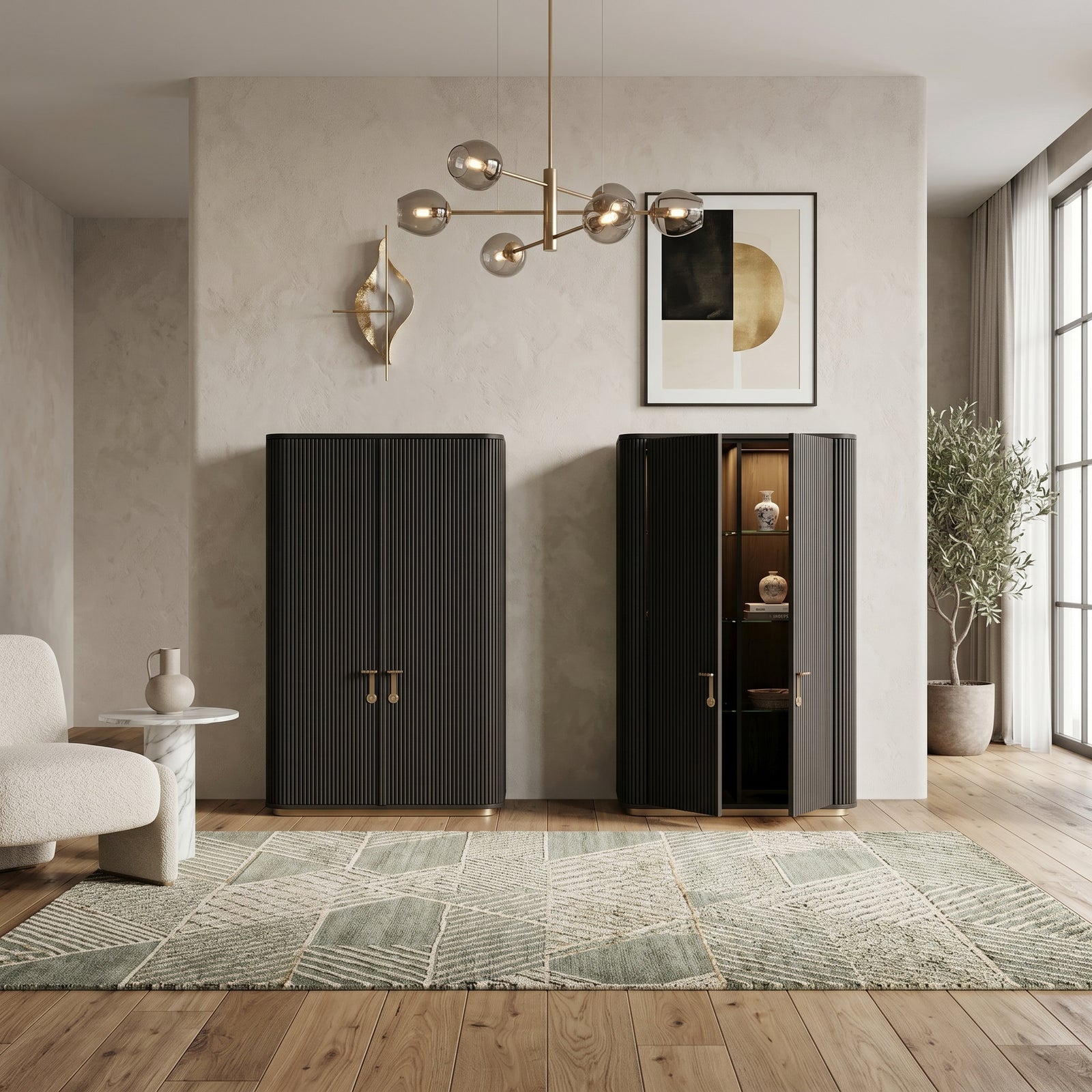 Fluted Ebony Cabinet