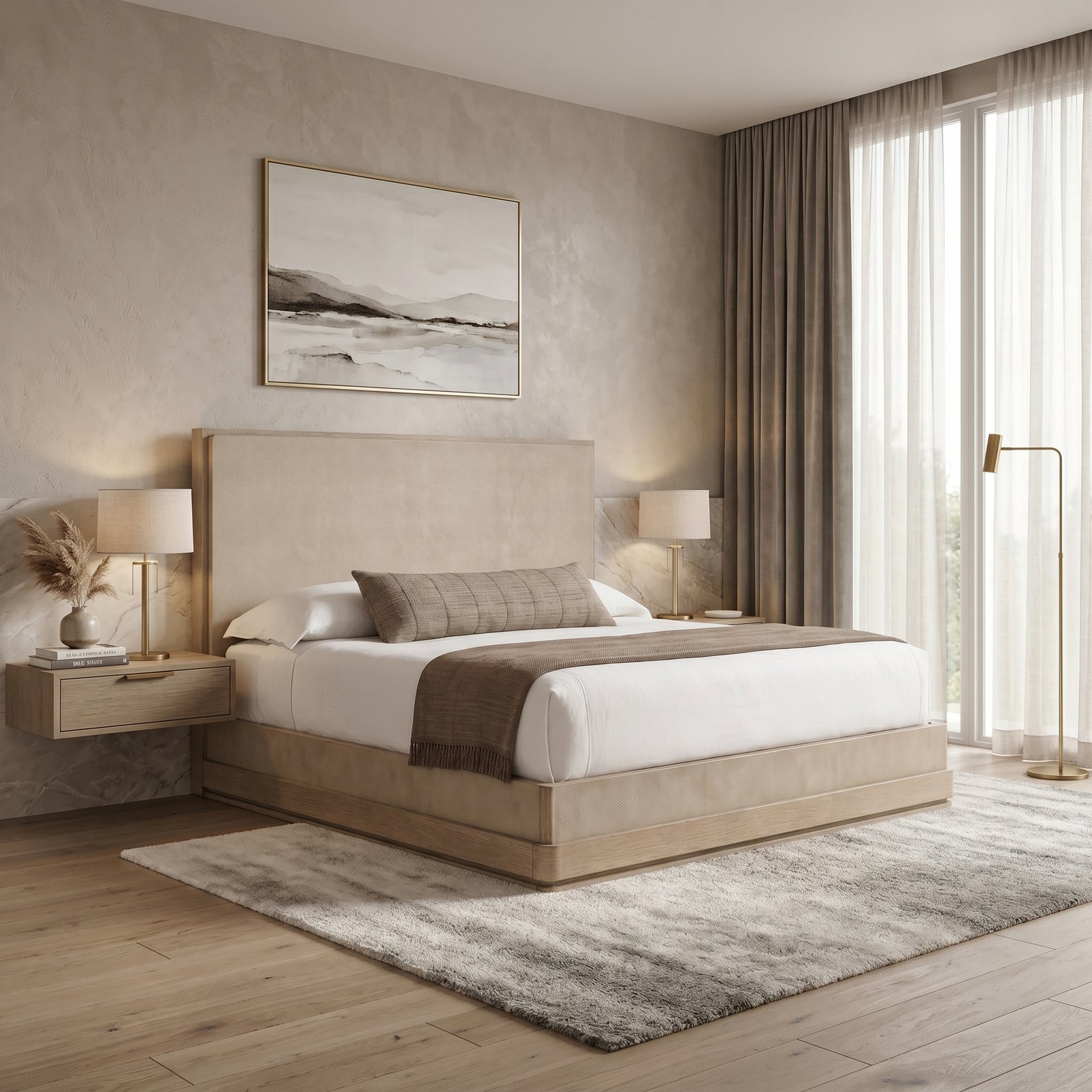 Shagreen Panel Platform Bed