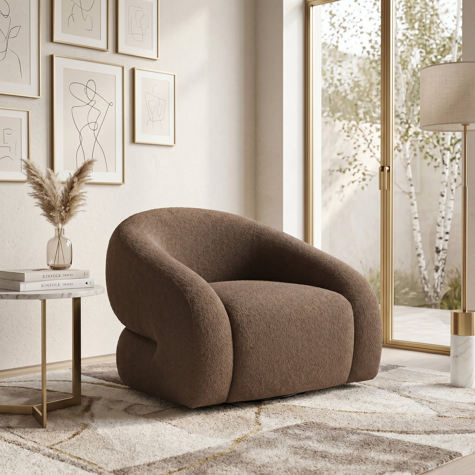 Curved Bouclé Chair