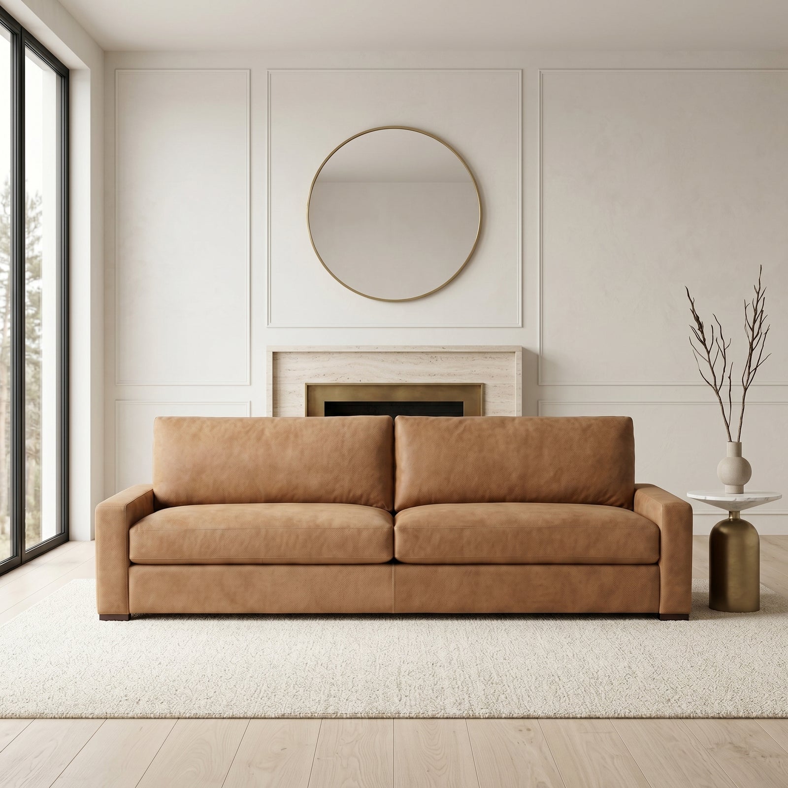 Tan Leather Daybed