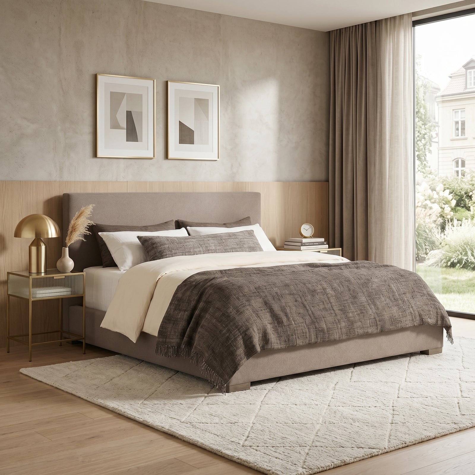 Taupe Linen Bed