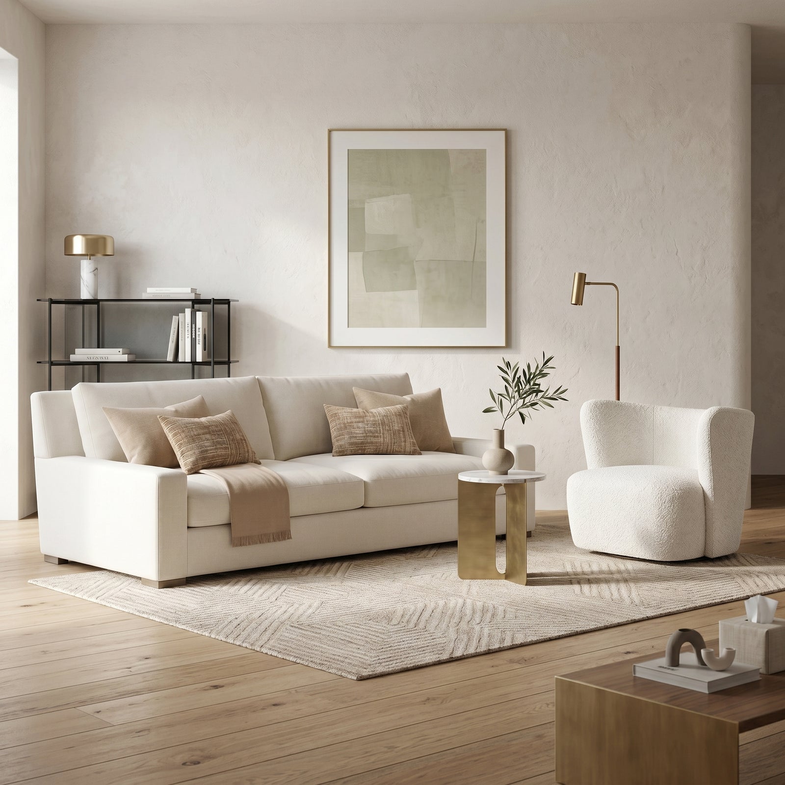 Cream Boucle Daybed Set