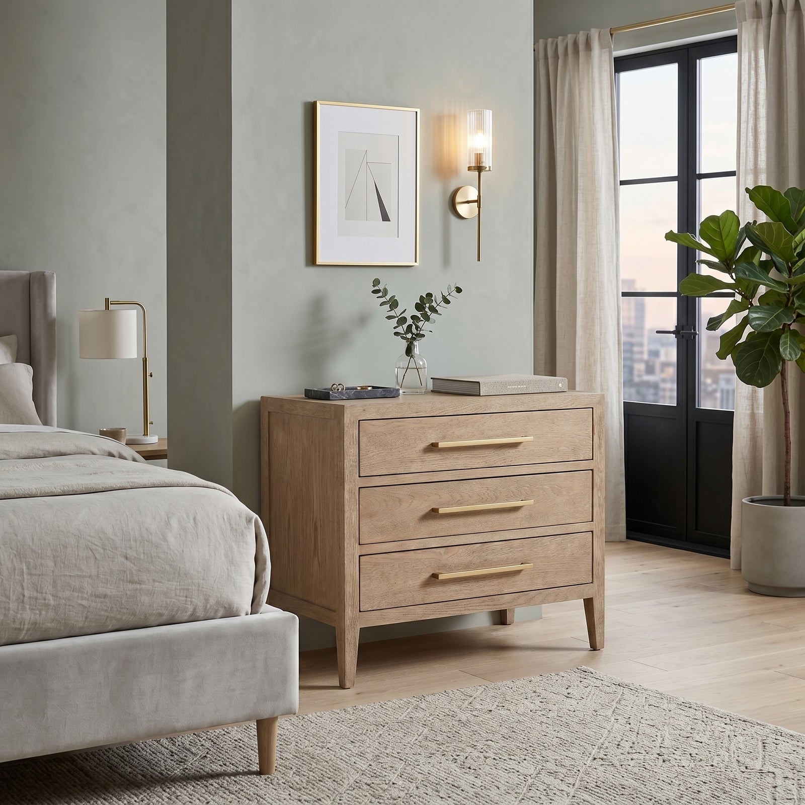 Oak Modern Nightstand