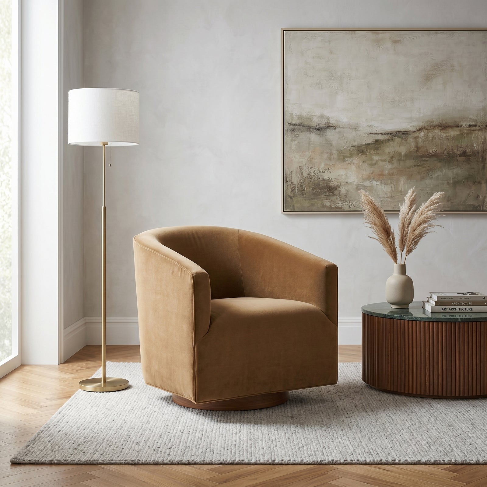 Velvet Swivel Armchair