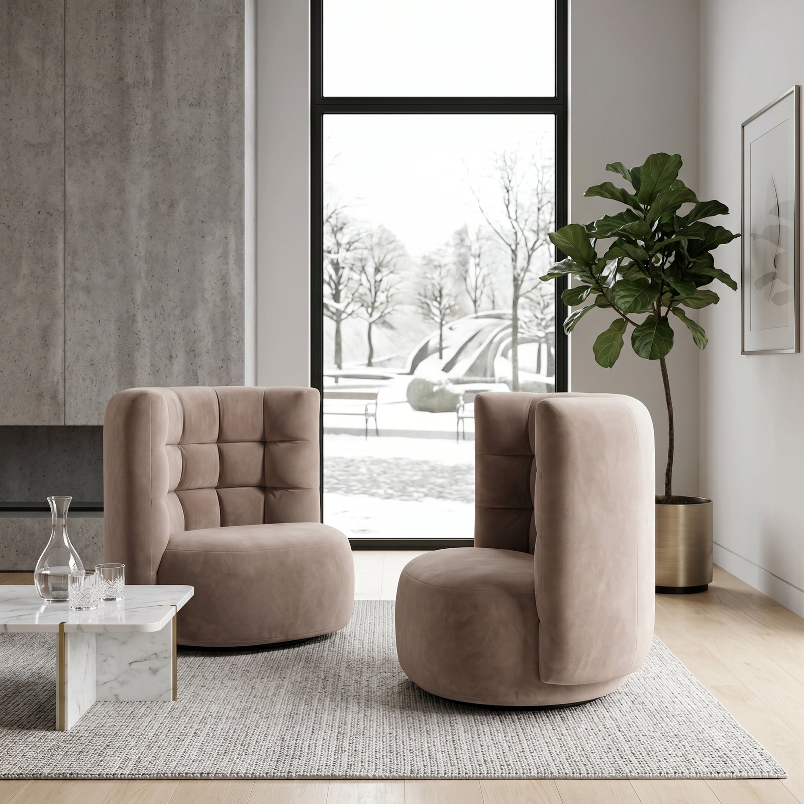 Velvet Swivel Armchair